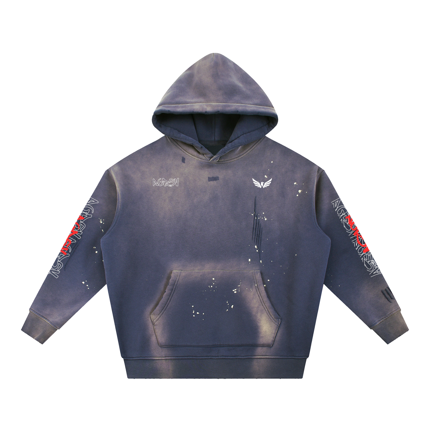 Vintage Washed Frayed Fleece Hoodie