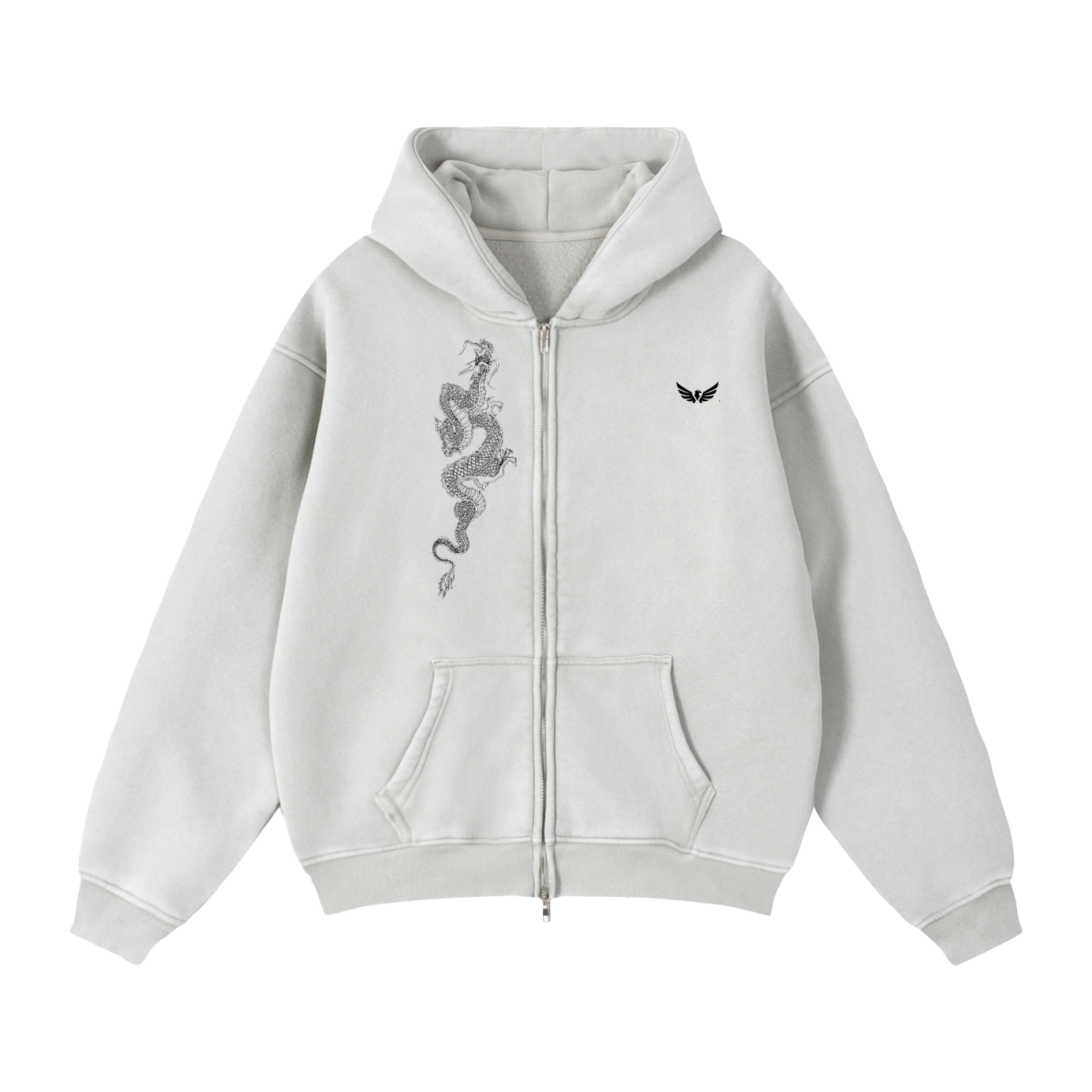 Zip-Through Boxy Fleece Hoodie