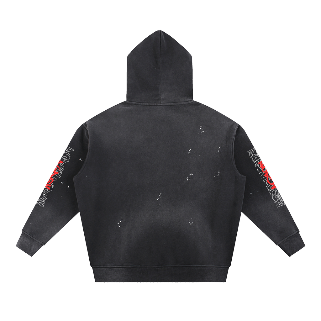 Vintage Washed Frayed Fleece Hoodie