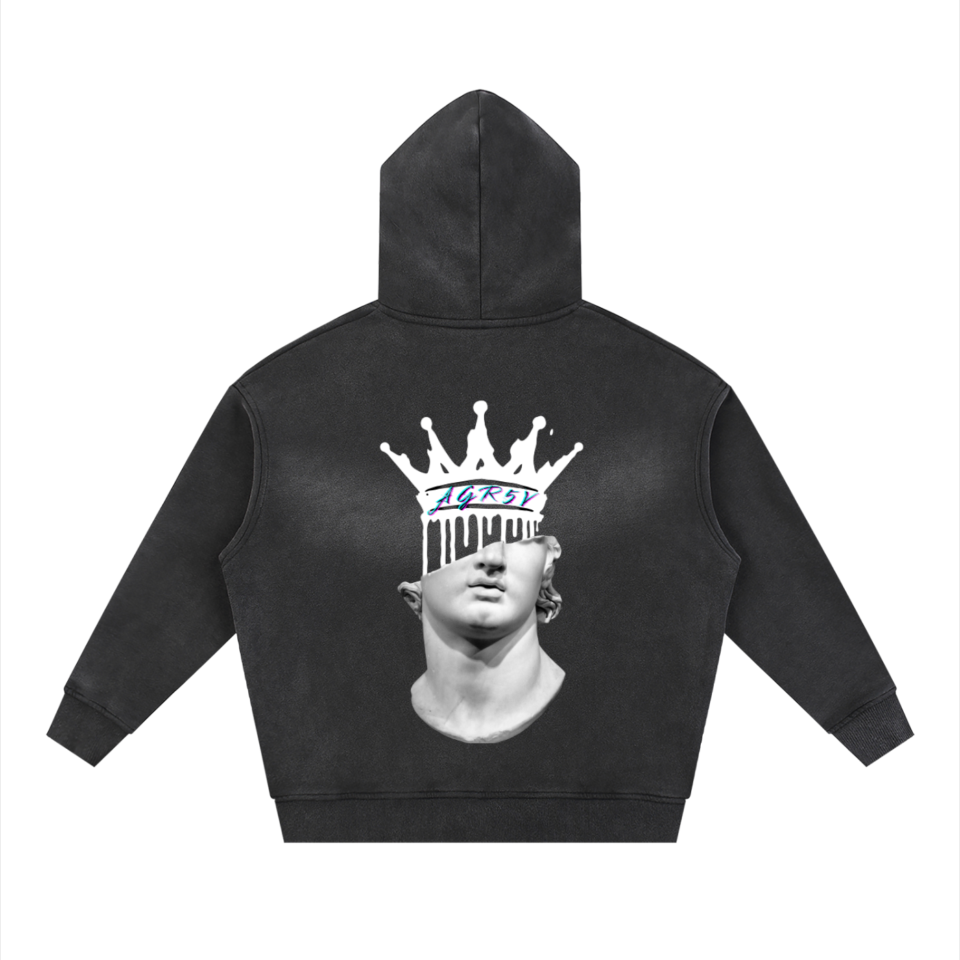 AGR5V Sunfade Two-Way Zip Boxy Fleece Hoodie – Back View