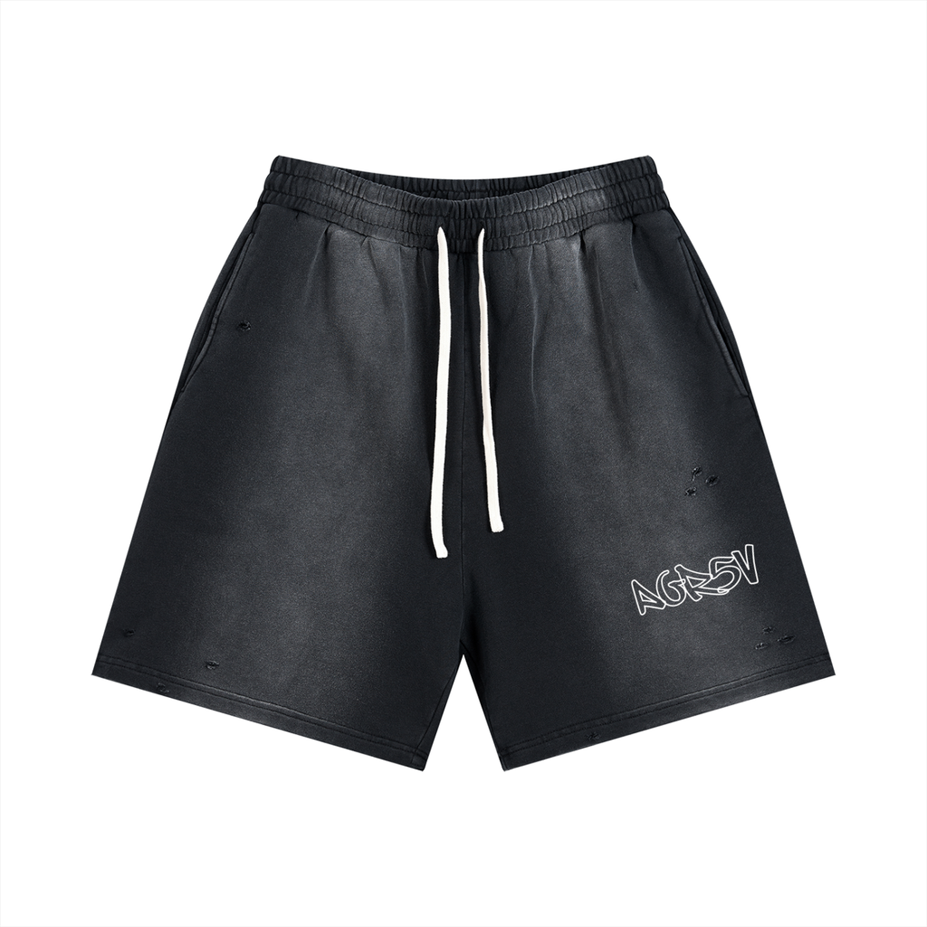 Sunfade Distressed Cotton Shorts – Unisex Relaxed Fit