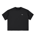 Boxy Half-Sleeve Raw-Edge Tee – Oversized Unisex Fit