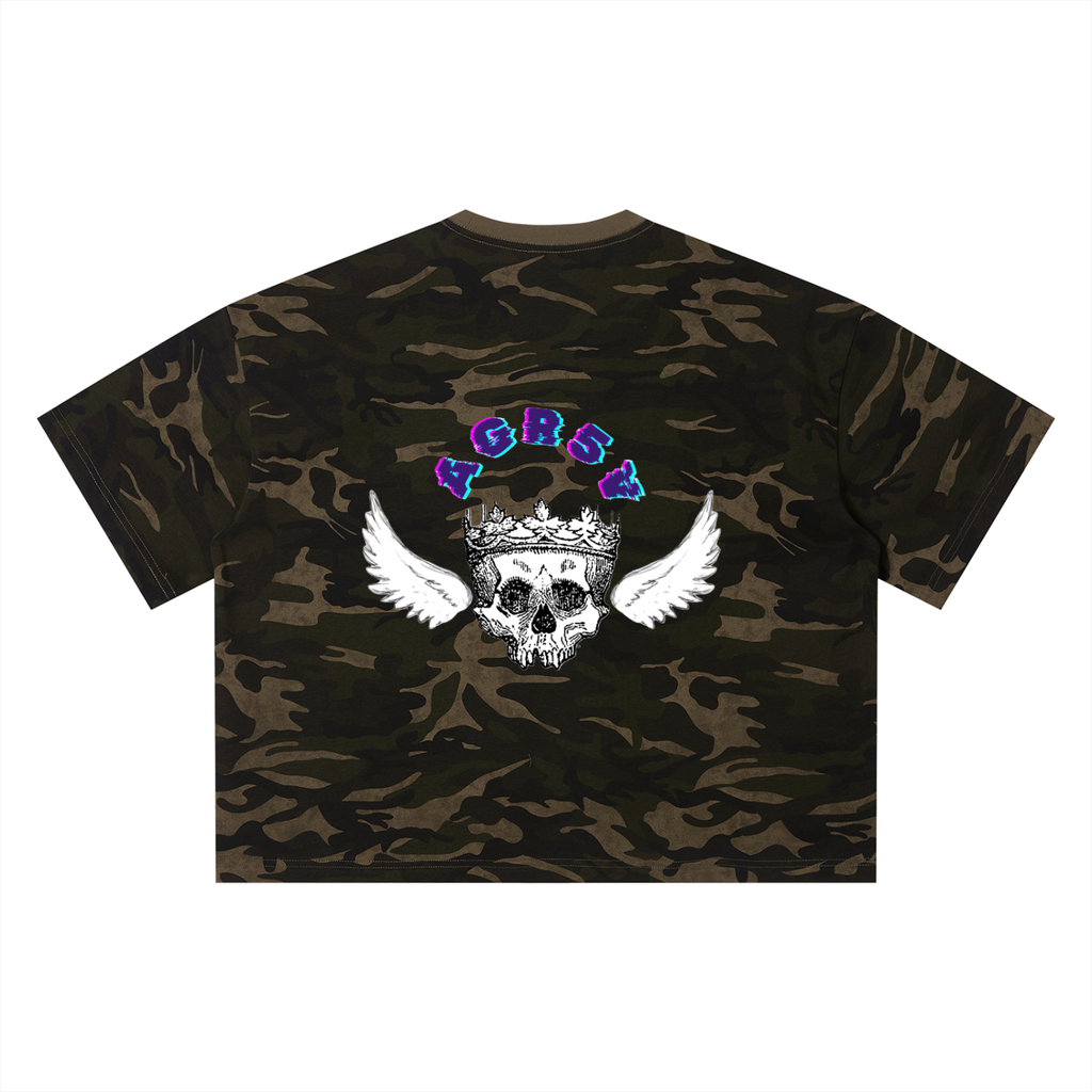 Camo Boxy Drop Shoulder Tee – Unisex Oversized Fit