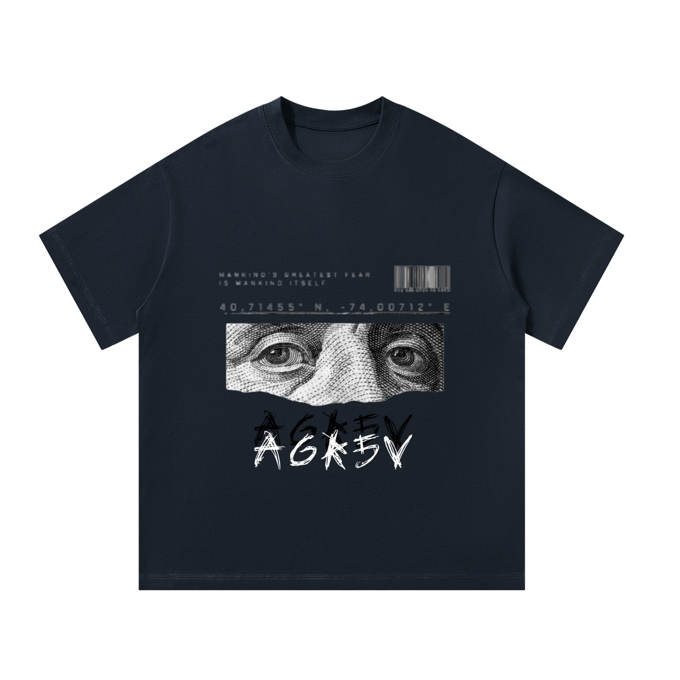Navy Blue Unisex Oversized T-Shirt – front view | unisex streetwear | AGR5V
