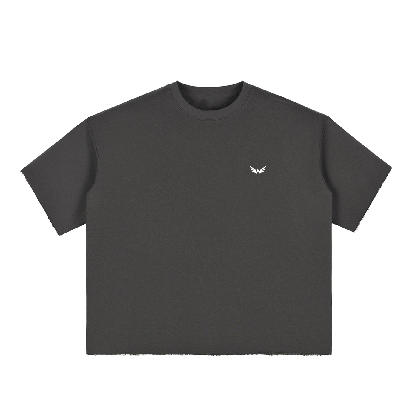 Boxy Half-Sleeve Raw-Edge Tee – Oversized Unisex Fit