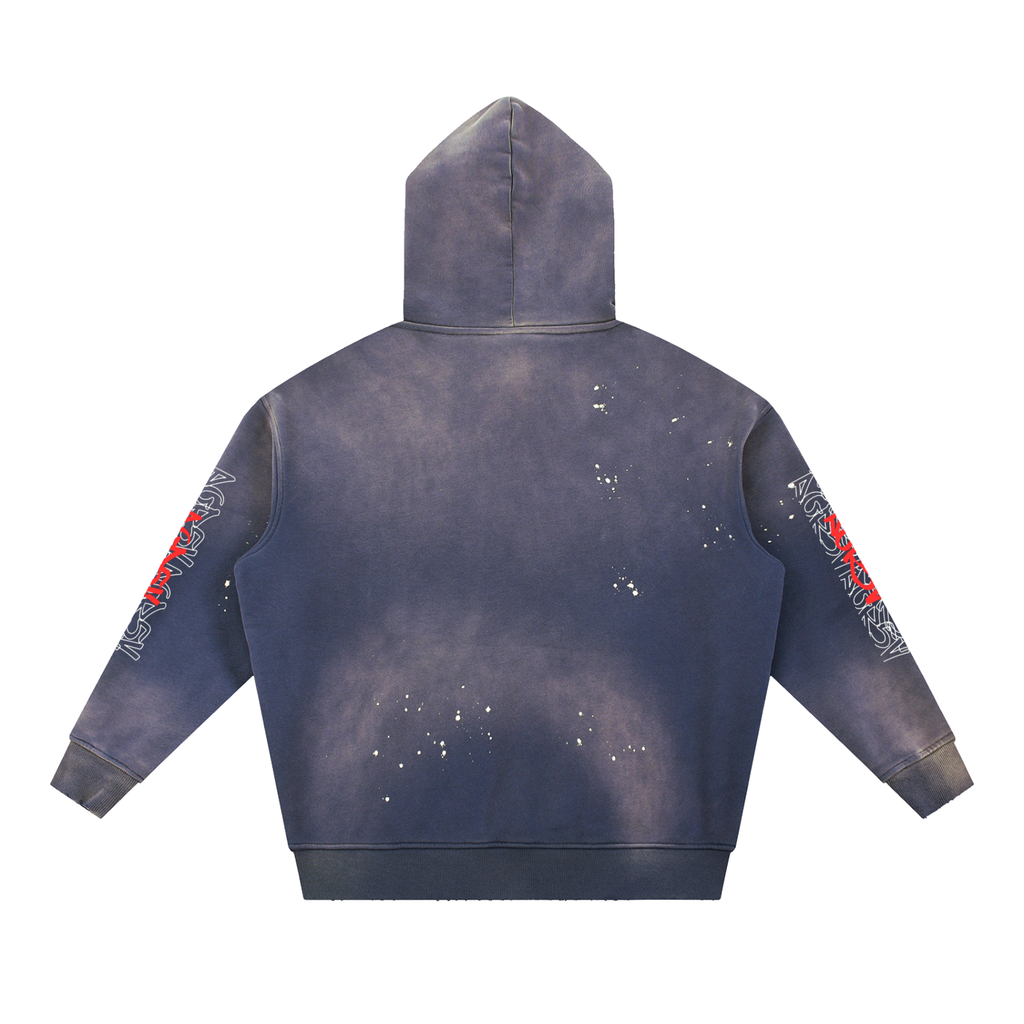 Vintage Washed Frayed Fleece Hoodie
