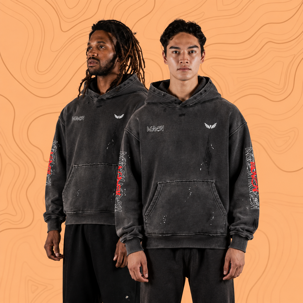 The Foundation hoodie: Vintage Washed Frayed Fleece Hoodie – Handcrafted 360gsm