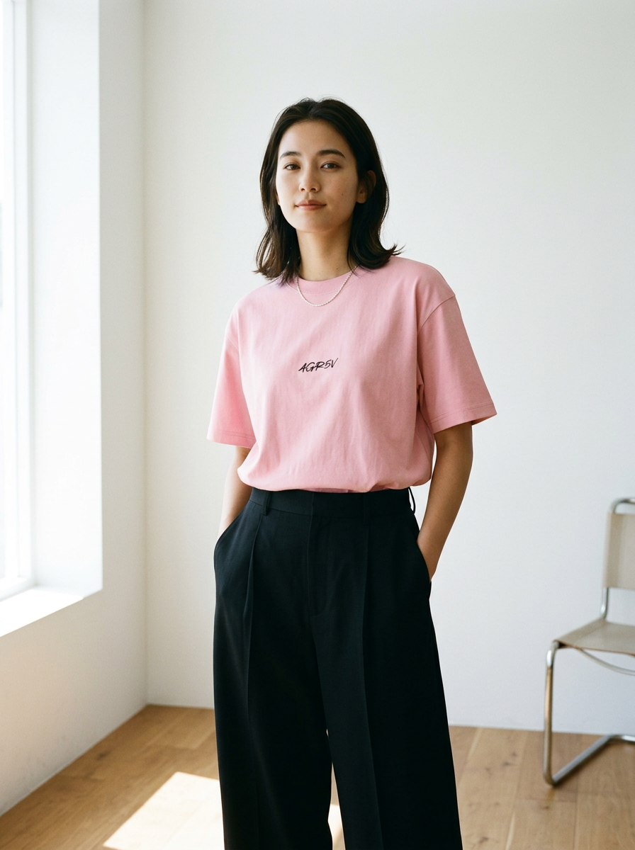 Heavyweight Cotton Tee – Regular Fit in Pink