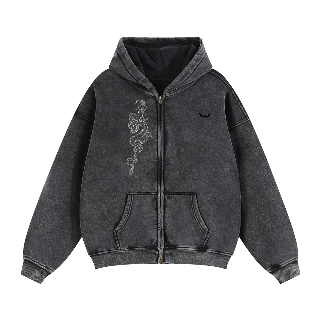 Zip-Through Boxy Fleece Hoodie