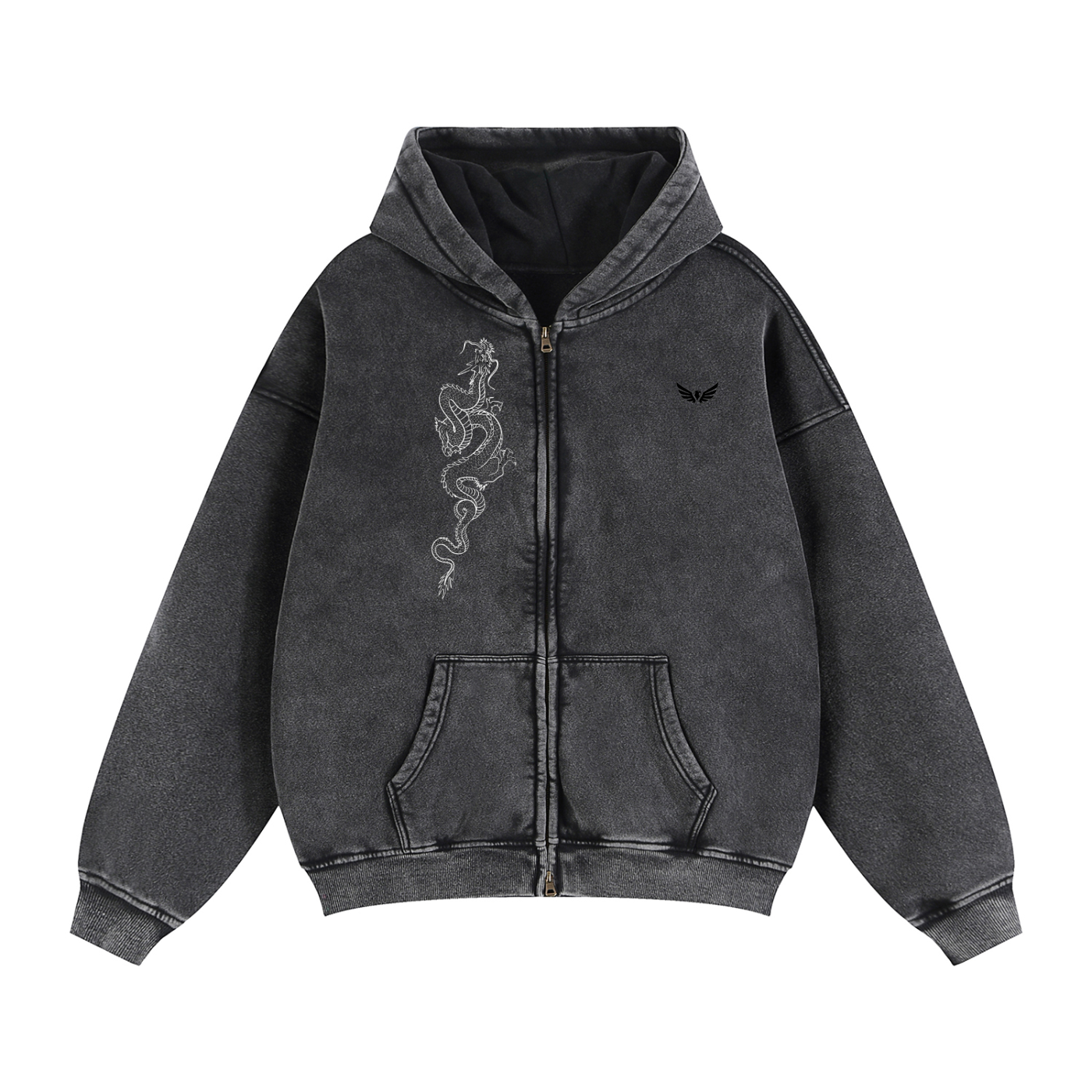 Zip-Through Boxy Fleece Hoodie