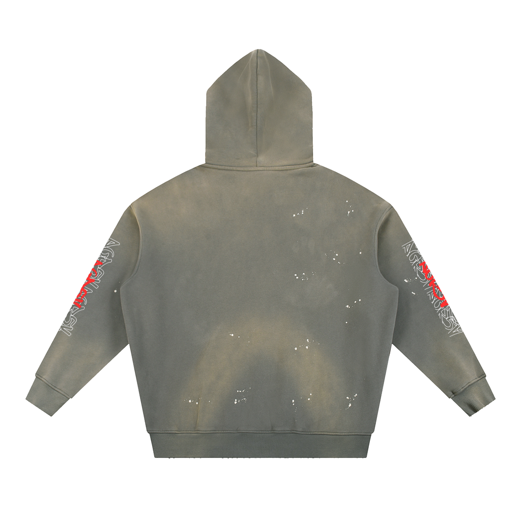 Vintage Washed Frayed Fleece Hoodie