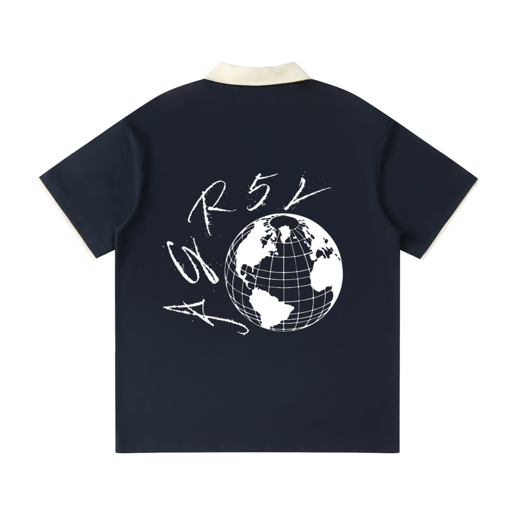 Contrast Collar Raglan Polo Shirt
